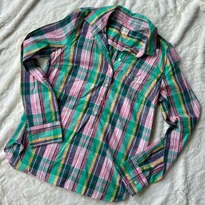 J. Crew cotton plaid popover